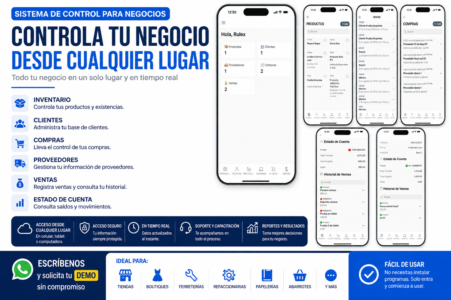 Veliora sistema de control para negocios
